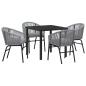 Preview: 5-teiliges Garten-Esszimmer-Set Graues Poly-Rattan