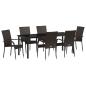 Preview: ARDEBO.de - 7-teilige Garten Essgruppe Braun Poly-Rattan