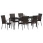 Preview: 7-teilige Garten Essgruppe Braun Poly-Rattan