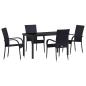 Preview: 5-teiliges Garten-Ess-Set Schwarz Poly-Rattan