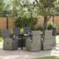 Preview: ARDEBO.de - 7-teiliges Garten-Essgruppen-Set mit Kissen Grau Poly Rattan