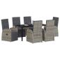Preview: 7-teiliges Garten-Essgruppen-Set mit Kissen Grau Poly Rattan