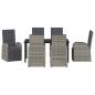 Preview: 7-teiliges Garten-Essgruppen-Set mit Kissen Grau Poly Rattan