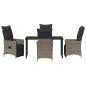 Preview: Garten Essgruppe mit Kissen 5 pcs Grau Poly-Rattan