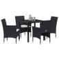 Preview: 5-teiliges Garten-Essset aus schwarzem Poly-Rattan