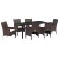 Preview: 7-teiliges Garten-Essset Braun Poly-Rattan