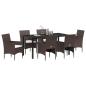 Preview: 7-teiliges Garten-Essset Braun Poly-Rattan