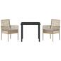 Preview: 3-teiliges Garten Essgruppe mit Kissen ? Beiges Poly Rattan