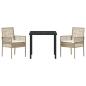 Preview: 3-teiliges Garten Esszimmer Set mit Kissen Beige Poly Rattan