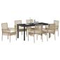 Preview: 7-teilige Garten Essgruppe mit Kissen Beige Poly Rattan