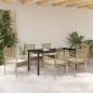 Preview: 7-teilige Garten Essgruppe mit Kissen Beige Poly Rattan