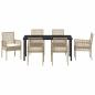 Preview: 7-teilige Garten Essgruppe mit Kissen Beige Poly Rattan