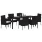 Preview: ARDEBO.de - 7-teilige Garten Essgruppe mit Kissen, schwarzes Poly Rattan