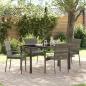 Preview: ARDEBO.de - 5-teiliges Garten-Esstisch-Set mit Kissen Grau Poly Rattan