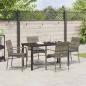 Preview: 5-teiliges Garten-Esstisch-Set mit Kissen Grau Poly Rattan