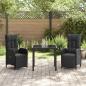 Preview: 3-teiliges Garten-Ess-Set mit Kissen Schwarz Poly-Rattan
