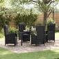 Preview: ARDEBO.de - 5-teiliges Garten-Essset mit Kissen Schwarz Poly-Rattan