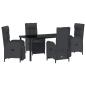 Preview: 5-teiliges Garten-Essset mit Kissen Schwarz Poly-Rattan