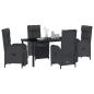 Preview: 5-teiliges Garten-Essset mit Kissen Schwarz Poly-Rattan