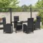 Preview: 5-teiliges Garten-Essset mit Kissen Schwarz Poly-Rattan
