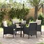 Preview: ARDEBO.de - 5-teiliges Garten-Ess-Set mit Kissen in Schwarz Poly-Rattan