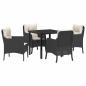 Preview: 5-teiliges Garten-Ess-Set mit Kissen in Schwarz Poly-Rattan
