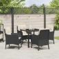 Preview: 5-teiliges Garten-Ess-Set mit Kissen in Schwarz Poly-Rattan