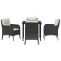 Preview: 5-teiliges Garten-Ess-Set mit Kissen in Schwarz Poly-Rattan
