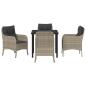 Preview: 5-teiliges Garten-Ess-Set mit Kissen Hellgrau Poly-Rattan