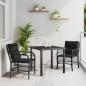 Preview: ARDEBO.de - 3-teiliges Garten-Ess-Set mit Kissen Schwarz Poly-Rattan