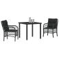 Preview: 3-teiliges Garten-Ess-Set mit Kissen Schwarz Poly-Rattan