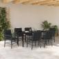 Preview: 7-teiliges Garten-Ess-Set mit Kissen Schwarz Poly-Rattan