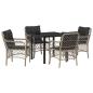 Preview: 5-teiliges Garten-Ess-Set mit Kissen Hellgrau Poly-Rattan
