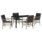 Preview: 5-teiliges Garten-Esszimmer-Set mit Kissen Hellgrau Poly-Rattan