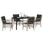 Preview: 5-teiliges Garten-Esszimmer-Set mit Kissen Hellgrau Poly-Rattan