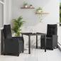 Preview: ARDEBO.de - 3-teiliges Garten-Dining-Set mit Kissen Schwarz Poly Rattan