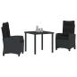 Preview: 3-teiliges Garten-Dining-Set mit Kissen Schwarz Poly Rattan