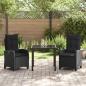 Preview: 3-teiliges Garten-Dining-Set mit Kissen Schwarz Poly Rattan