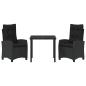 Preview: 3-teiliges Garten-Dining-Set mit Kissen Schwarz Poly Rattan