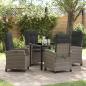 Preview: ARDEBO.de - 5-teiliges Garten-Ess-Set mit Kissen Grau Poly-Rattan