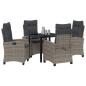 Preview: 5-teiliges Garten-Ess-Set mit Kissen Grau Poly-Rattan