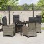 Preview: 5-teiliges Garten-Ess-Set mit Kissen Grau Poly-Rattan
