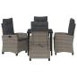 Preview: 5-teiliges Garten-Ess-Set mit Kissen Grau Poly-Rattan