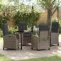 Preview: ARDEBO.de - 5-teiliges Garten-Dining-Set mit Kissen in Grau und Poly Rattan