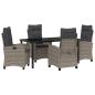 Preview: 5-teiliges Garten-Dining-Set mit Kissen in Grau und Poly Rattan