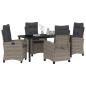 Preview: 5-teiliges Garten-Dining-Set mit Kissen in Grau und Poly Rattan