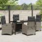 Preview: 5-teiliges Garten-Dining-Set mit Kissen in Grau und Poly Rattan
