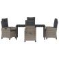 Preview: 5-teiliges Garten-Dining-Set mit Kissen in Grau und Poly Rattan