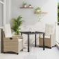 Preview: ARDEBO.de - 3-teiliges Garten-Ess-Set mit Kissen, beiger Poly-Rattan