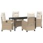 Preview: 5-teiliges Garten-Dining-Set mit Kissen Beige Poly-Rattan